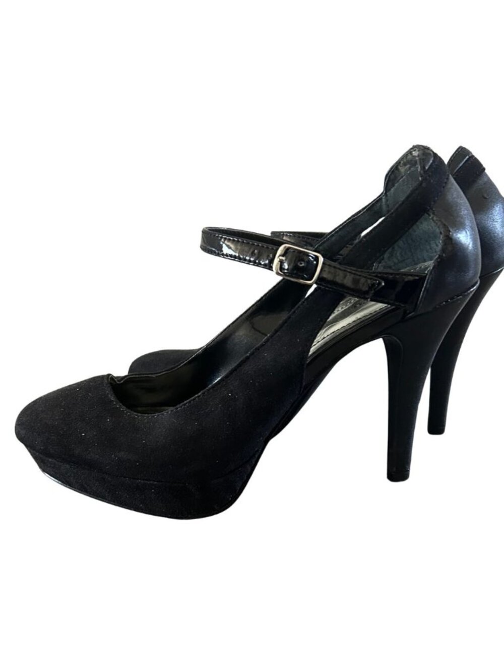 Style & Co. Black Suede Ankle Strap Adorable Heel Shoe Size 6.5
